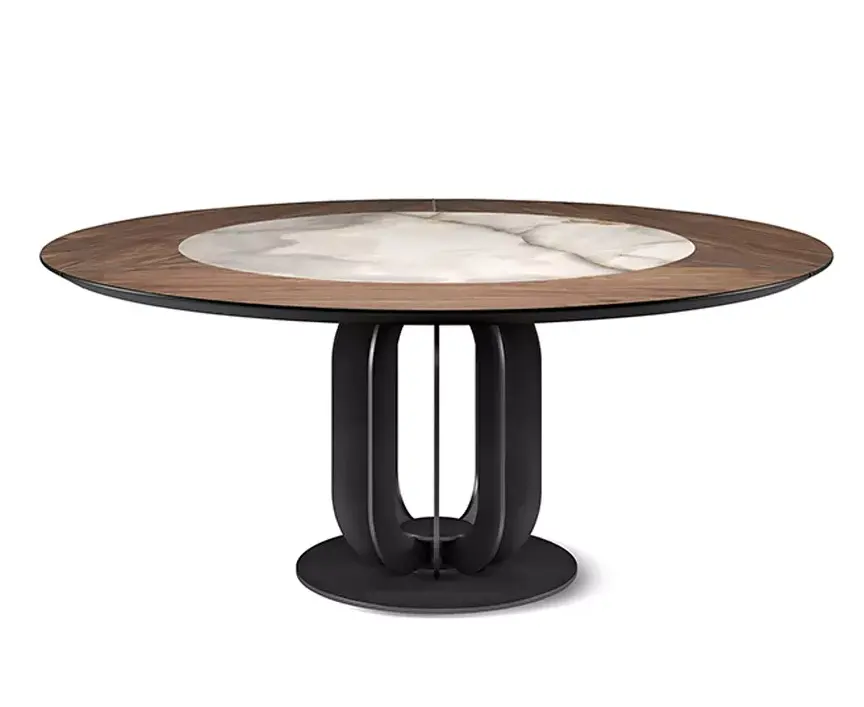 İskandinav geri katı ahşap siyah yemek masası nervürlü Modern lüks yemek masası 8 kişilik Oval yemek masası restoran