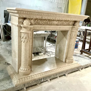 Kunden spezifische Wohnzimmer Dekoration Marmor Stein Kamin Einfassung Hand geschnitzte Naturstein Marmor Kamin Innen Wohnkultur - Product Image 4