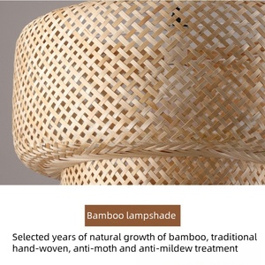 Modern el yapımı hasır bambu gölge ev için tavanda asılı  lamba Retro aydınlatma dokuma avize Rattan kolye ışık - Product Image 3