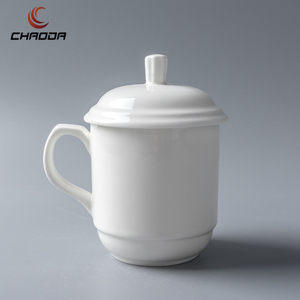Customizable China Ceramic Mug <strong>Set</strong> With <strong>Handle</strong> 400ml Capacity Porcelain Tea <strong>Cups</strong> and Lids Reusable With Custom Logo - Product Image 3