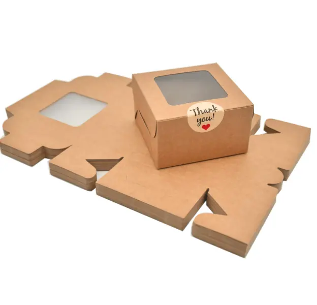 Cajas de repostería con ventana, contenedores desechables para tartas y postres, color blanco