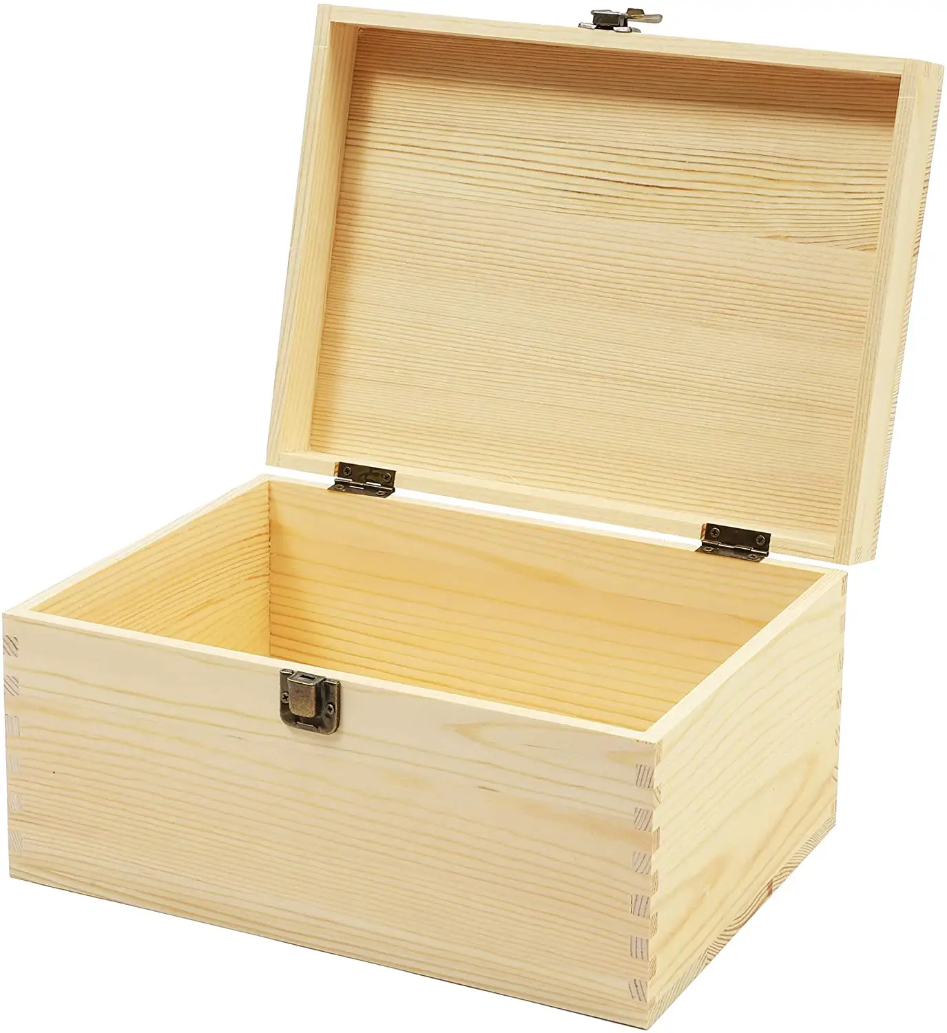 Необработанная деревянная коробка с откидной крышкой, деревянная шкатулка для ювелирных изделий (10,75x8x5,75 дюйма)