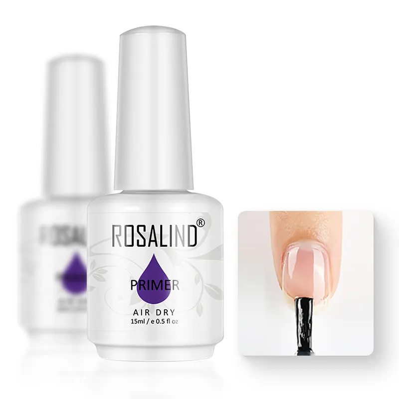 Rosalind Grosir Label Pribadi Oem Alat Seni Kuku Uv Kering Cat Kuku Gel Akrilik Primer Cair 15Ml untuk Kuku Ikatan