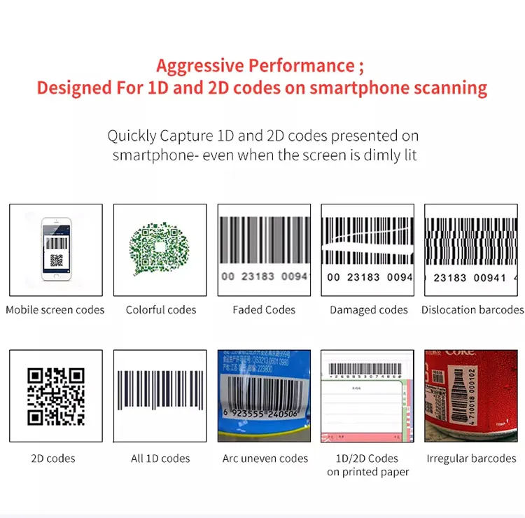 Pemindai Kode Qr 1D 2D, Perangkat Pembayaran Ponsel Berkabel 1D 2d, Pemindai Kode Qr Mount Tetap untuk Kios