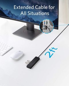 Anker 4ポートUSB3.0ハブ2フィート拡張ケーブル付き超スリムデータUSBハブSuperSpeedデータ - Product Image 4