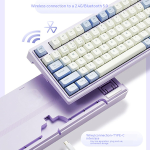 Teclado mecánico para juegos, ergonómico, inalámbrico, Bluetooth, USB, RGB, con retroiluminación LED, 99 teclas personalizadas, para dispositivos Android, iOS y Windows
