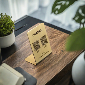 Tùy Chỉnh Sáng Tạo Brass Mã QR Dấu Hiệu Quảng Cáo Bảng Truy Cập Đứng Cho Alipay Unionpay Cửa Hàng Hiển Thị Bảng Dấu Hiệu - Product Image 2