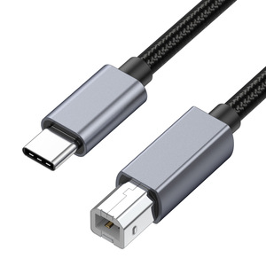 尼龙编织USB 2.0至C型电缆，带聚氯乙烯护套，与打印机MIDI键盘DJ控制器iPad Pro-Black兼容 - Product Image 1