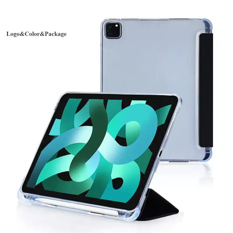 Casing penutup Tablet pintar penjualan laris 2023 penutup belakang TPU lembut casing Tablet pelindung PU dengan tempat pensil untuk iPad Mini/Pro/Air