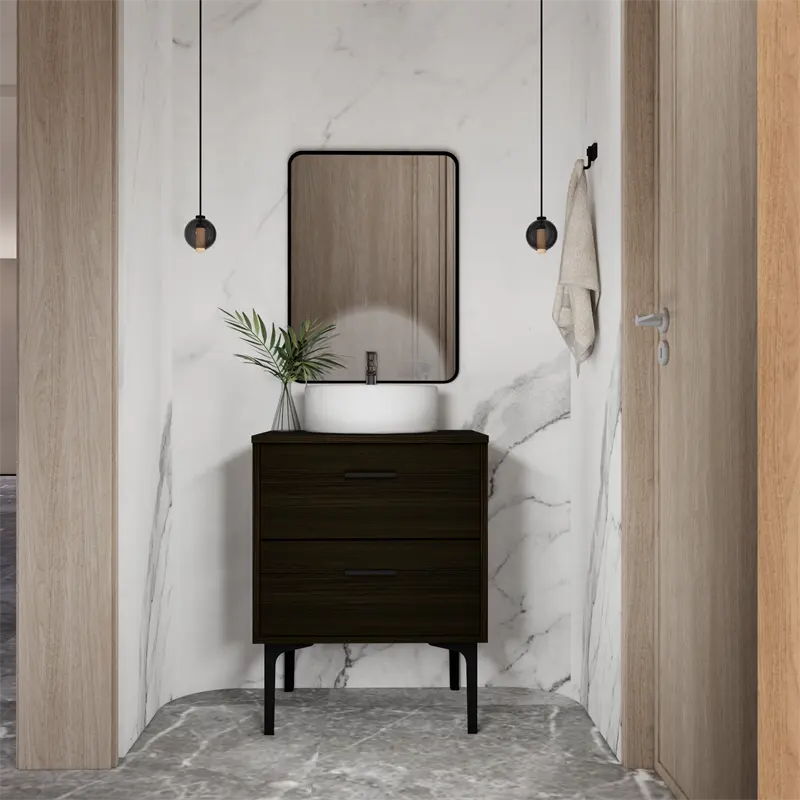 Meuble de salle de bain en aluminium de longue durée, meuble de salle de bain moderne, meuble recyclable pour salle de bain