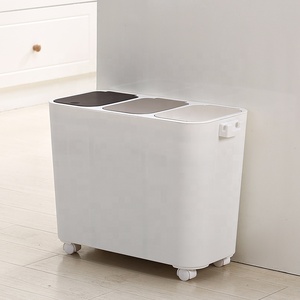 Kworld çöp ayırma dikdörtgen 3 bölme çöp kovaları enerji tasarrufu tekerlekler sıhhi kolları - Product Image 2