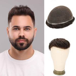 Tul22 טבעי בלתי נראה גרמנית-קו תחרה 100% בתולה שיער אדם בתולה פאות עבור גברים בחדות גבוהה