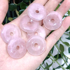 Toptan güvenli donut doğal kristal barış çörek gül kuvars kaplan gözü kolye