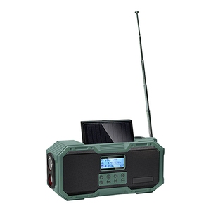 Caiainow am fm rádio solar com luz noturna, receptor de emergência de tempo, com banco de energia