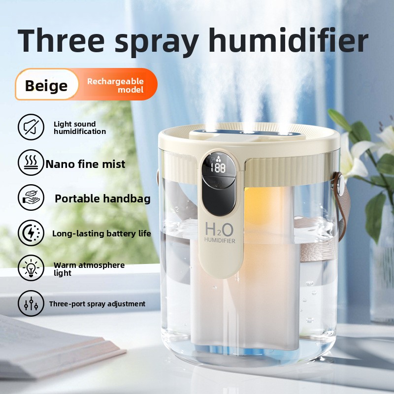 Beige-Three-mouth-USB charging and plug-in dual purpose-