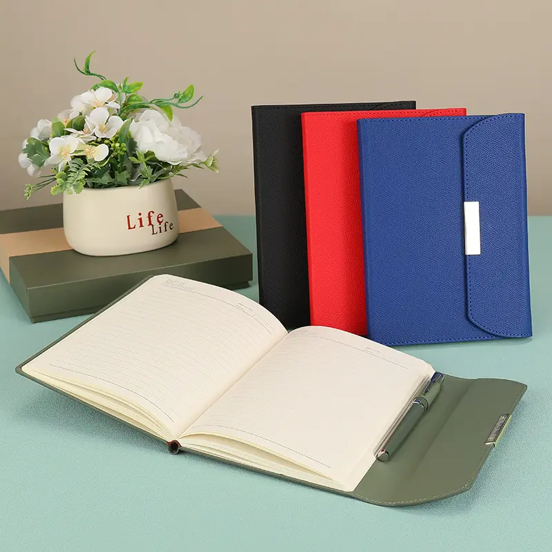 Buku Harian kustom Notebook kulit Set hadiah eksekutif bisnis A4 A5 kulit hadiah stasioner PU perencana buku catatan Jurnal