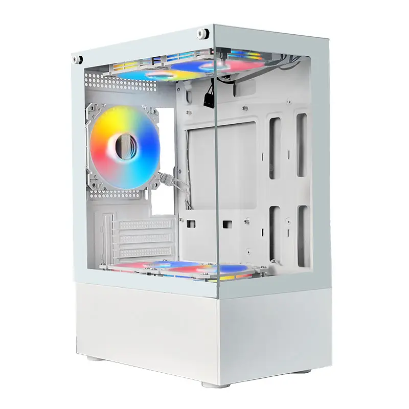 MANMU all'ingrosso OEM Micro ATX Case del Computer Desktop Mid Tower bianco custodia PC Gaming con ventole Rgb