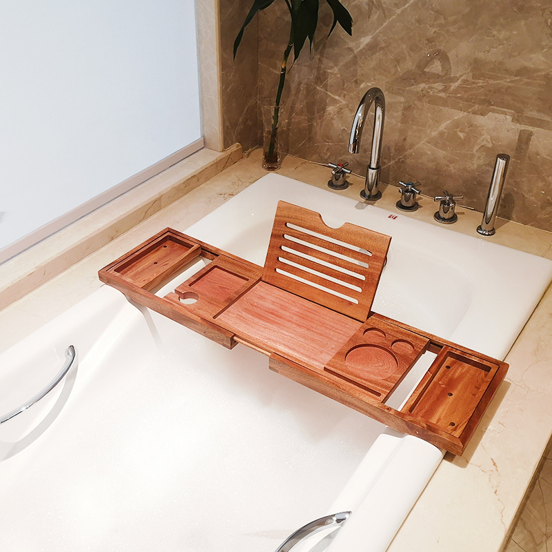 Nuevo estante para bañera (madera de melocotón rojo)