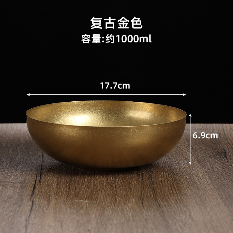 18cm round single-layer cold noodle bowl (vintage gold)