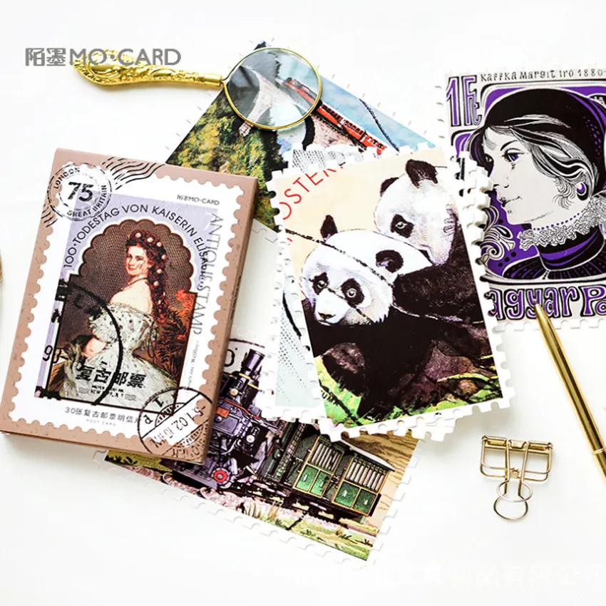 30 pz/pacco Carino Vintage Timbro set cartolina Busta Biglietto di Auguri Di Compleanno Regalo Di Compleanno Carta di regali FAI DA TE