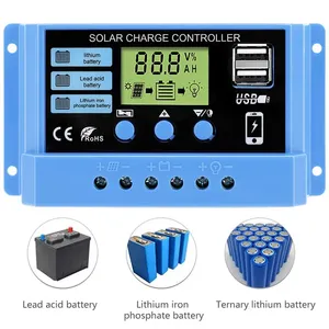 Regolatore solare 12V/24V 10A regolatore solare PWM caricabatteria Display LCD doppia USB 5V uscita - Product Image 2