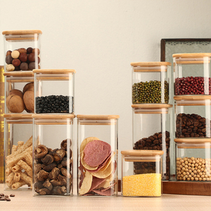 Ru yıldız borosilikat geniş ağız şeker çerez baharat cam kavanoz konteyner bambu kapaklı - Product Image 4