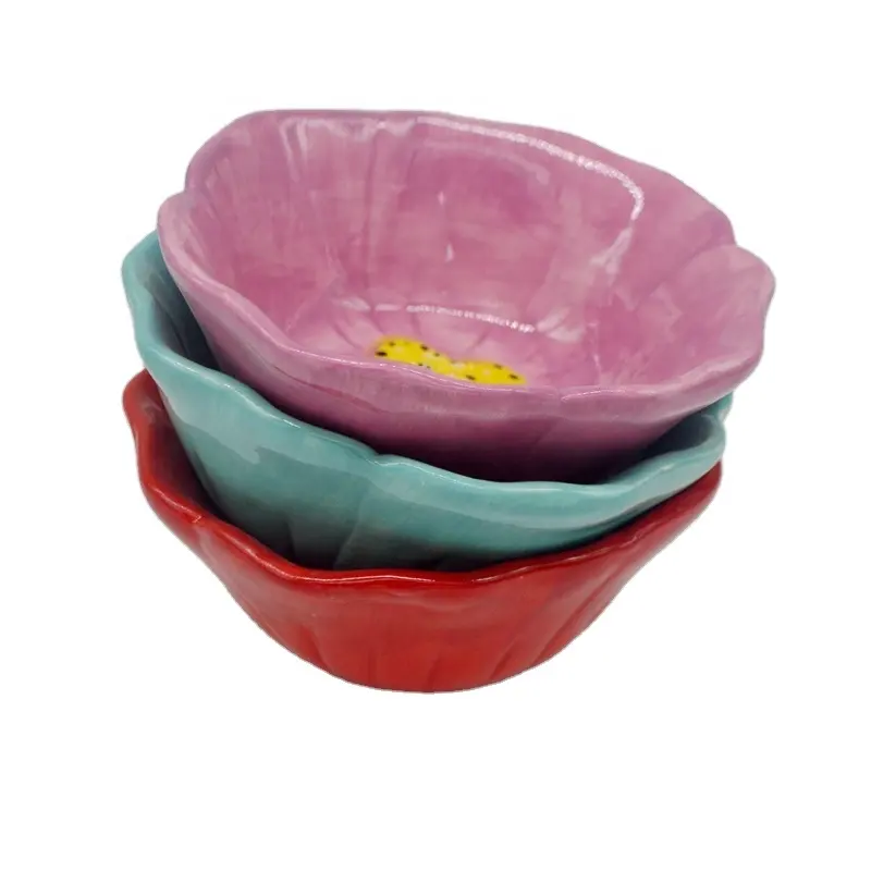 Cuenco de helado/postre Multicolor, delicado, forma de flor de cerámica, a la venta