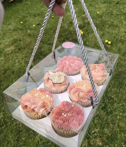 New Design 6 Cavity Muffin Doughnut Clear Plastic Pastry Cupcake Package Box with <strong>String</strong> <strong>Handle</strong> - Product Image 6