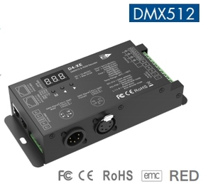 Decodificador RGBW DMX 512 RDM de 4 canales, frecuencia PWM, XLR3, RJ45, RGB, DMX512, para tira de luz RGB/RGBW