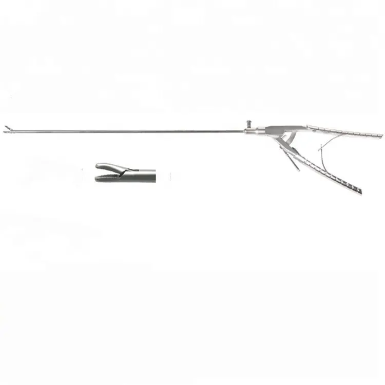 Medical surgical laparosopic instruments reusable stainless steel operation V-shaped curved Needle Holder