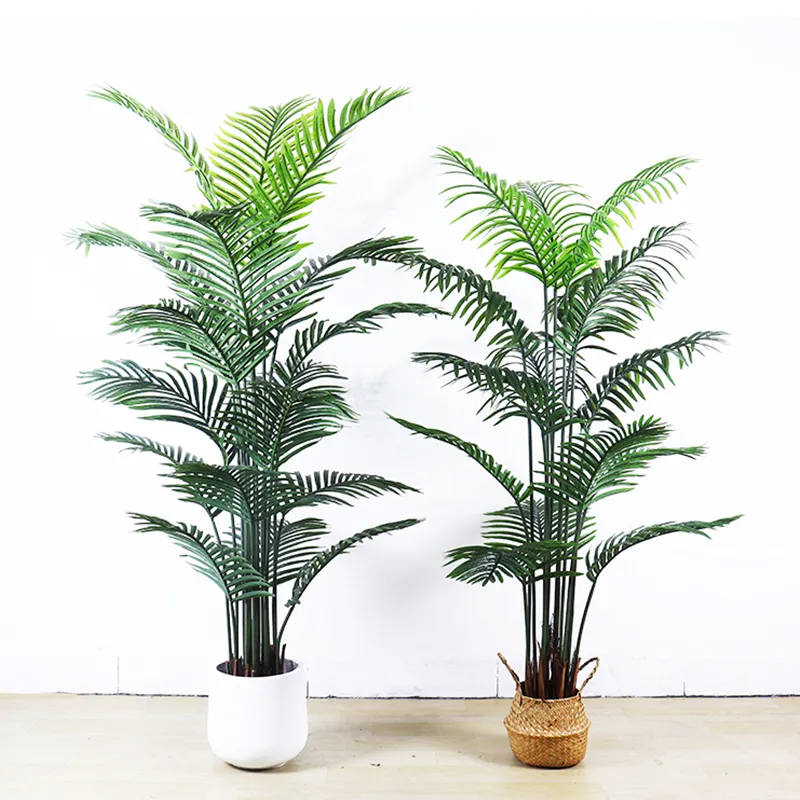 Alberi artificiali di alta qualità per piante di foglie di palma Areca finte in plastica verde decorativa per interni piccola palma artificiale