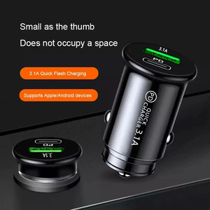 迷你汽车充电器A + C插座适配器3.1A快速充电PD Usb C汽车充电器QC3.0适配器双端口C型汽车充电器 - Product Image 4
