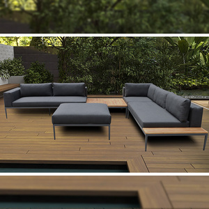 Meilleures ventes de canapés modernes en bois de teck pour l'extérieur avec coussin imperméable, meubles de jardin - Product Image 2