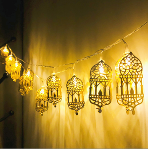 Castle Eid Mubarak ไฟสาย Led ประดับดวงจันทร์,ไฟสาย Led สำหรับอินเดียอิสลามมุสลิมใช้พลังงานแบตเตอรี่โลหะตะวันออกกลางตกแต่งรอมฎอน - Product Image 1