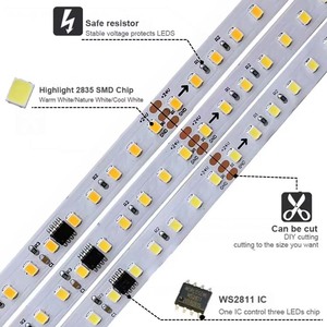 Tira de luces LED flexibles ultrafinas de 220V/110V, 5050 RGB, blanco cálido, control remoto, IP67, certificado ROHS, compatible, entrada de 12V/24V - Product Image 4