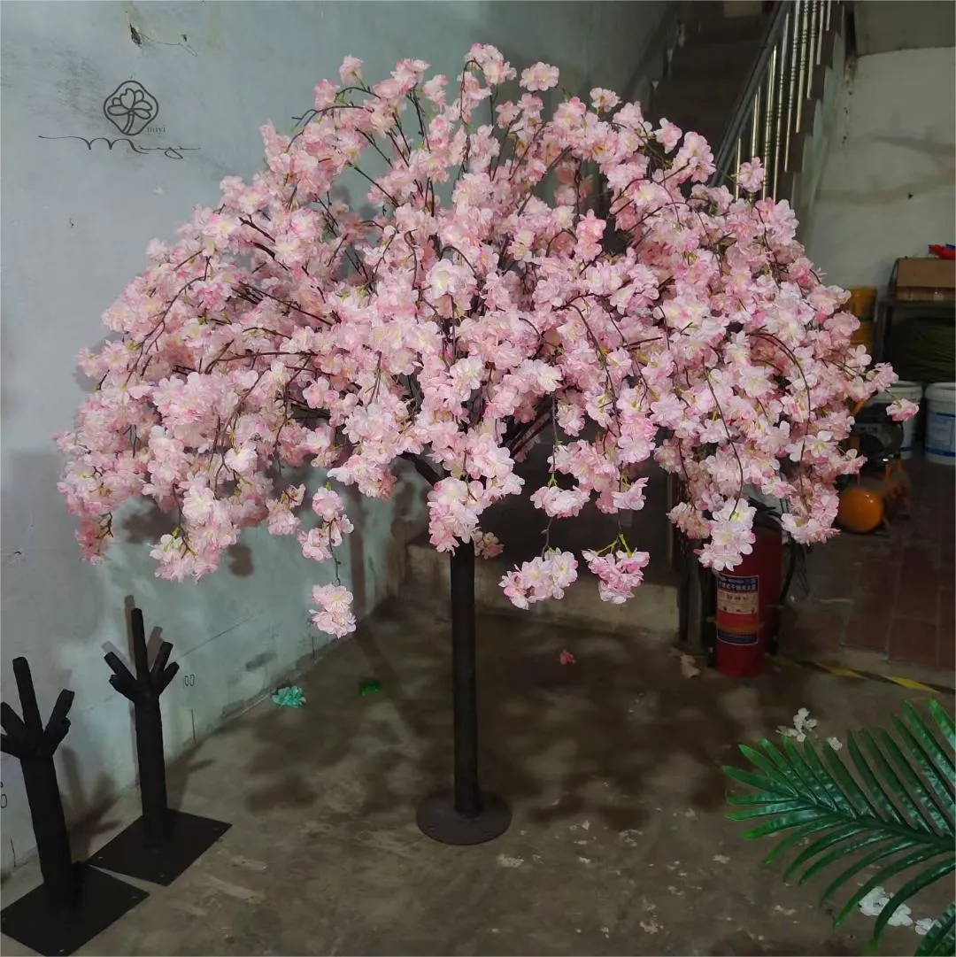 MIYI Outdoor Natural Artificial Tree Weeping Willow White Pink Artificial Tree Wedding Top Artificial
