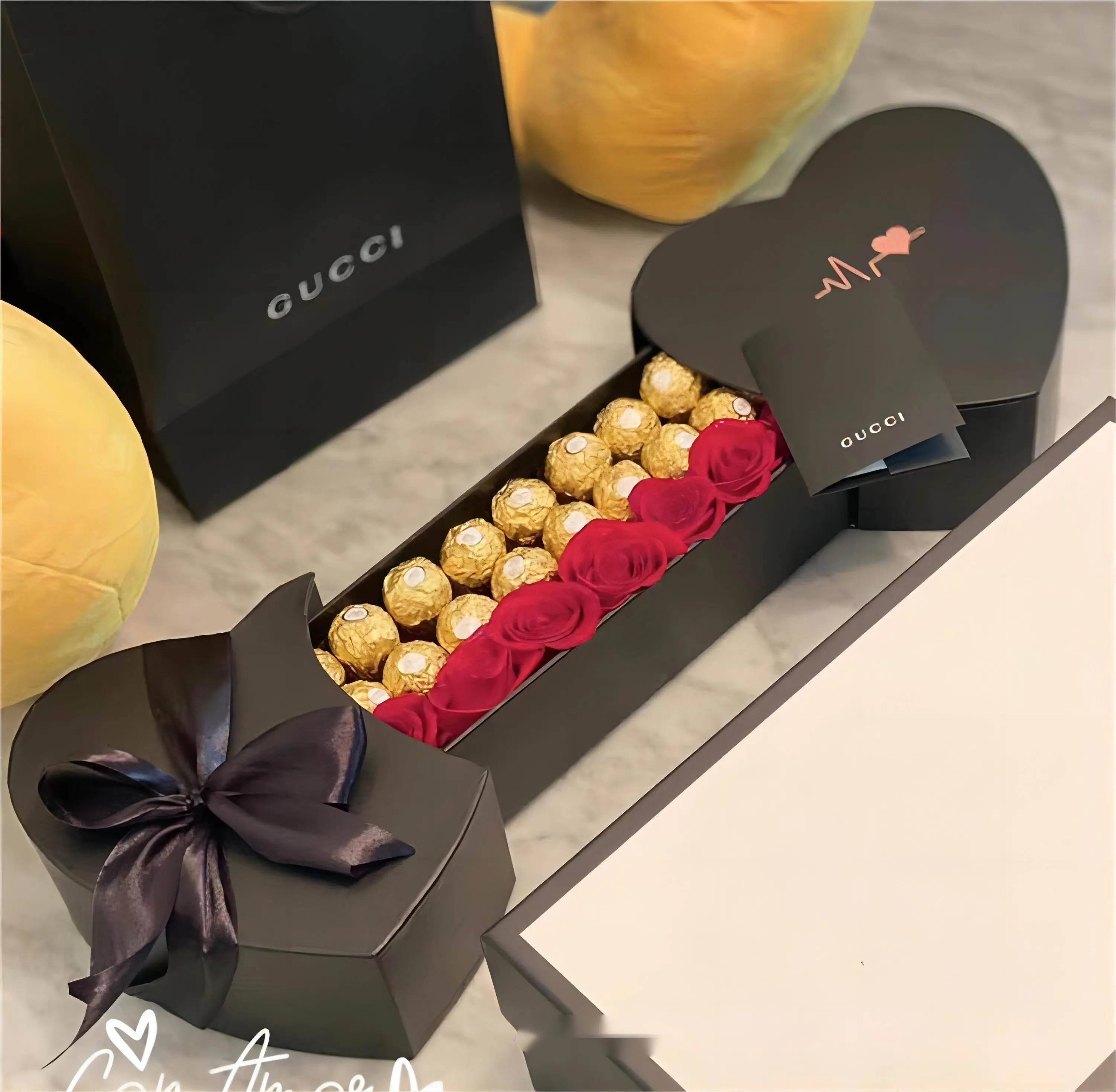 Fábrica vende alta qualidade coração duplo criativo Chocolate gift Box Sabão flor embalagem caixa de presente Coração flor caixa para Valentin