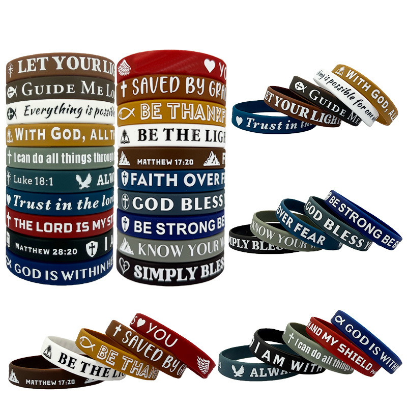 bracelets en silicone colorés sur le thème de la foi, 20