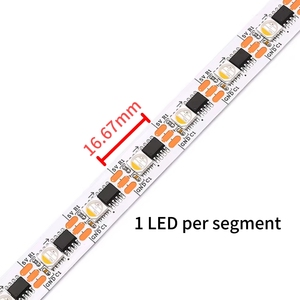 Artnet Adressierbar Weiß CCT SMD5050 UCS2904 RGBW 60Led RGBW 2300k 4300k 6000K Flexibel Individuell Pixel Smart Led Strip Light - Product Image 2