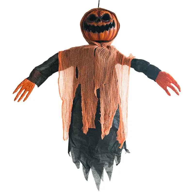 2024 New Design Halloween Scraming Glowing Led Eyes Hanging Pumpkin Ghost For Halloween Decoration