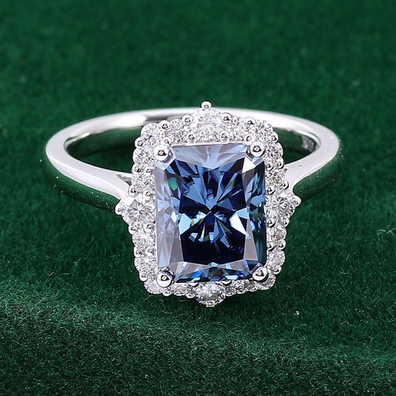 Bague moissanite en or massif 14 carats véritable