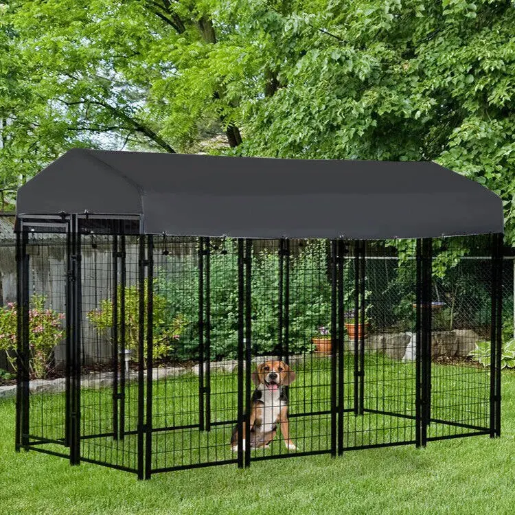 Custom High Quality 6Ft 10Ft Welded Panels Heavy Duty Metal Outside Runs Play Cages Large Outdoor Cat Dog Kennels