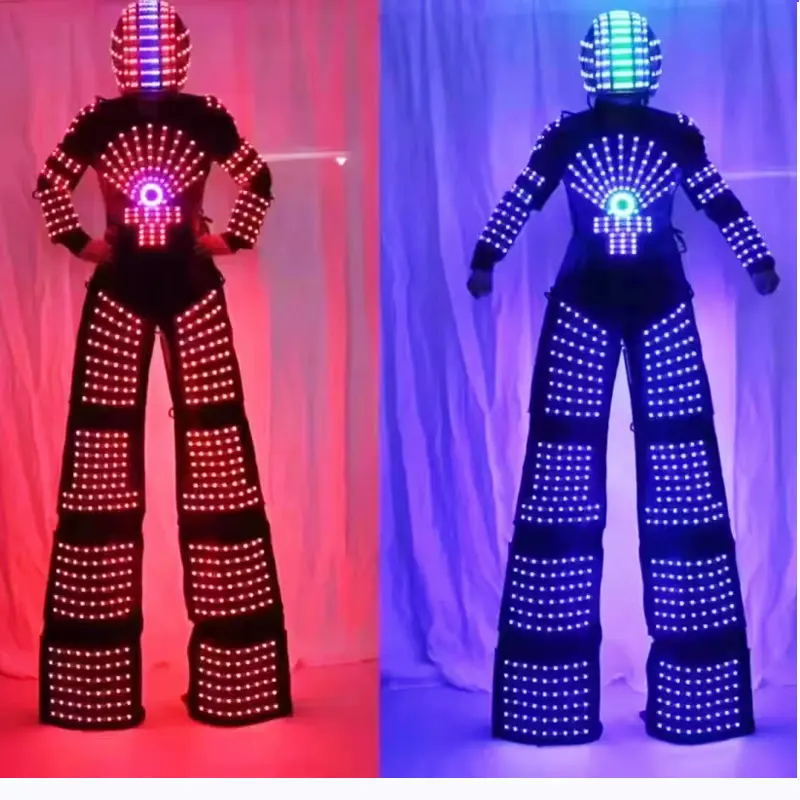 2024 nuevo traje espacial LED que brilla en la oscuridad traje robot zancos traje luminoso bar atmósfera Accesorios