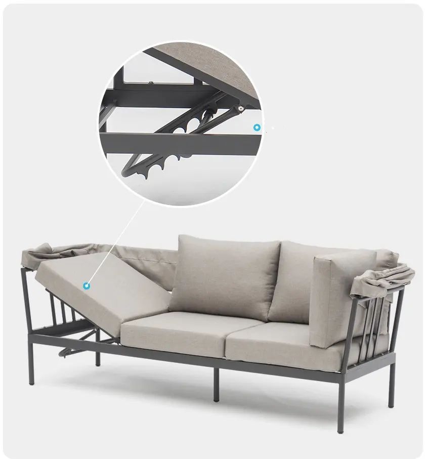 Canapé de salon d'extérieur à structure métallique en aluminium design moderne canapé combiné en forme de L pour patio