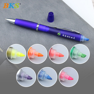 批发定制便宜的二合一塑料圆珠笔荧光笔写字 - Product Image 3