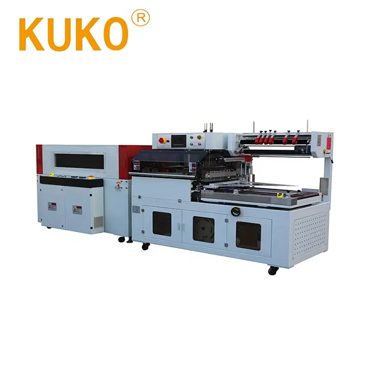 automatic POF film heat sealing and shrink wrapping machine for shower gel cream jars packing