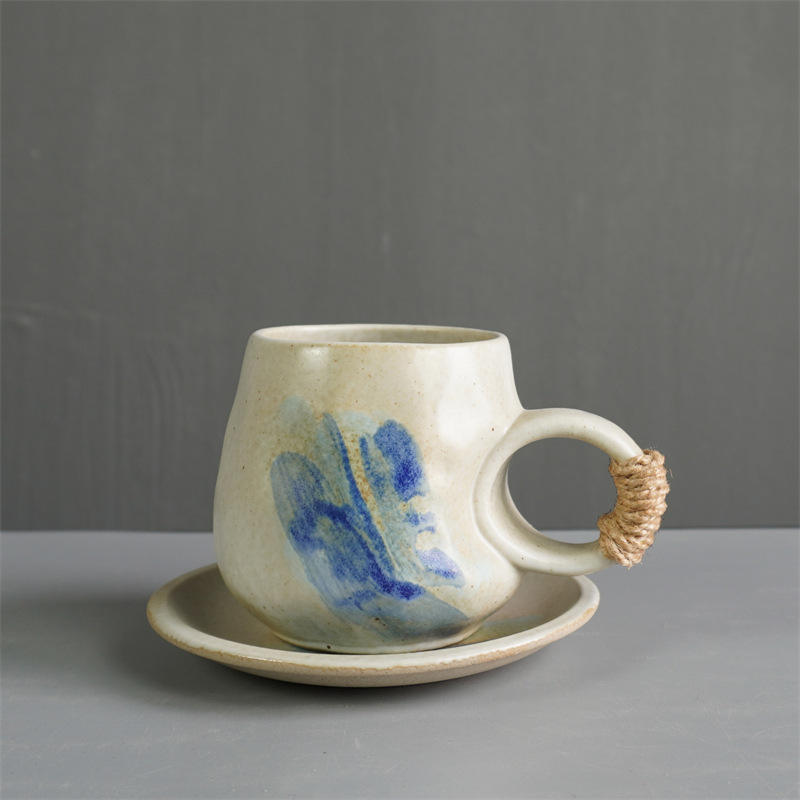 Tasse à café et soucoupe 236-e à oreilles rondes - bleu clair - 300 ml