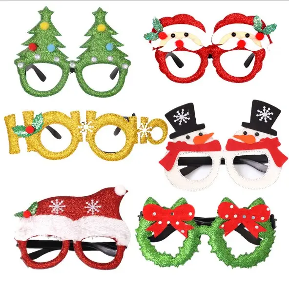 fun Christmas Glasses frame funny Glitter Party eyepacks kids adults cute Christmas Decoration Costume photo prop Eyeglasses