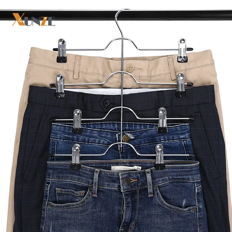 Pantaloni in metallo grucce regolabili clip salvaspazio 4-Tier gonne Jeans appendiabiti armadio bagno pulizia soggiorno