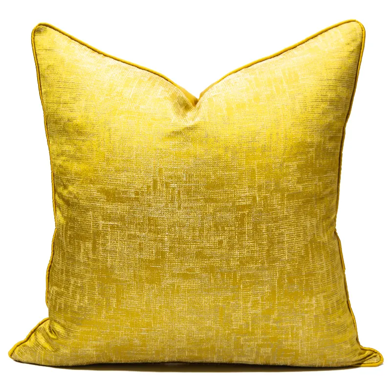 Fundas de almohada de lujo en amarillo dorado, funda de almohada amarilla Jacquard, funda de almohada de lujo personalizada, Fundas de cojín de 20x20 pulgadas para cama